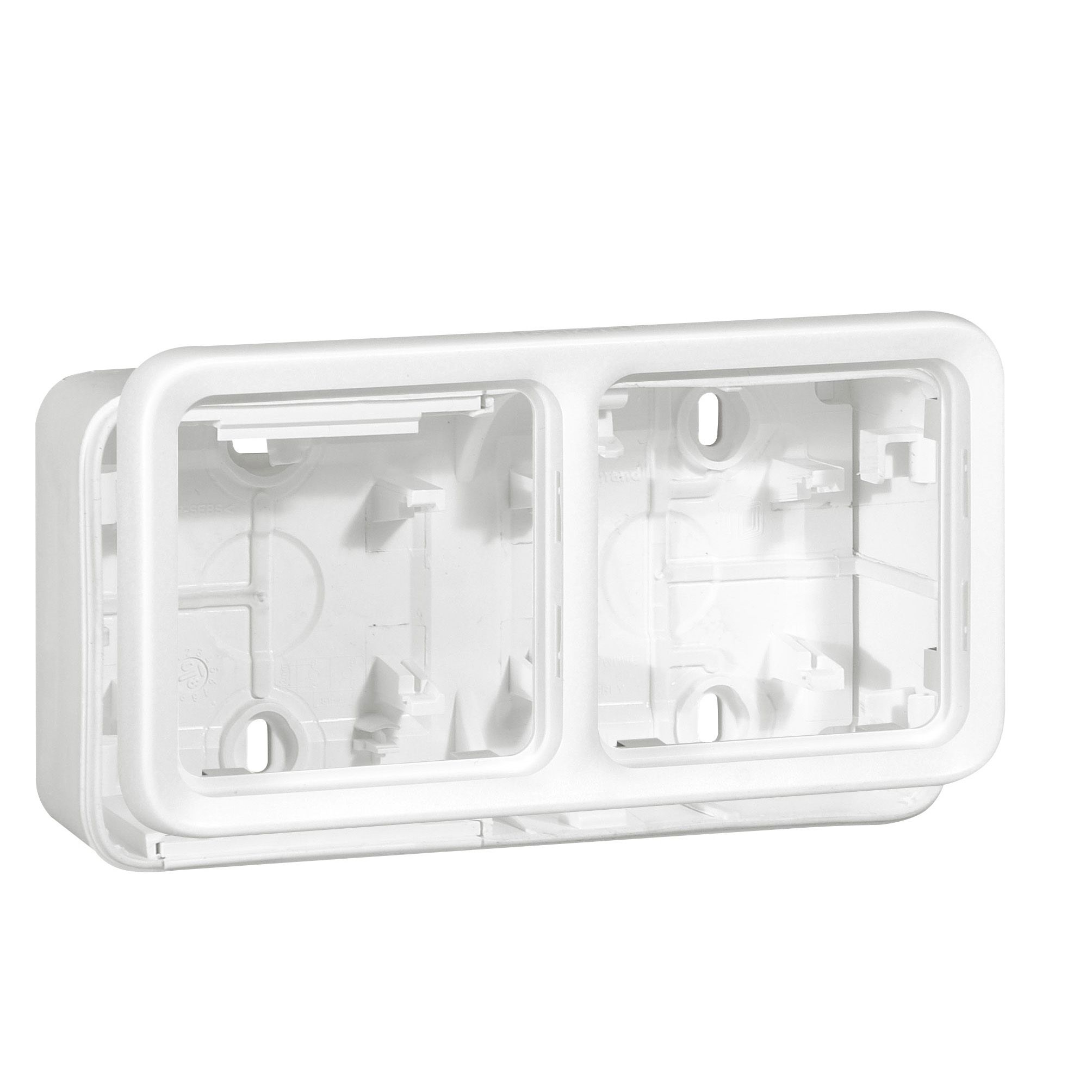 Plexo Коробка для накладного монтажа 2-постова, Горизонтальна (в комплекті з сальниками) ІР55, ІК07, Антибактеріальна, Колір: Білий