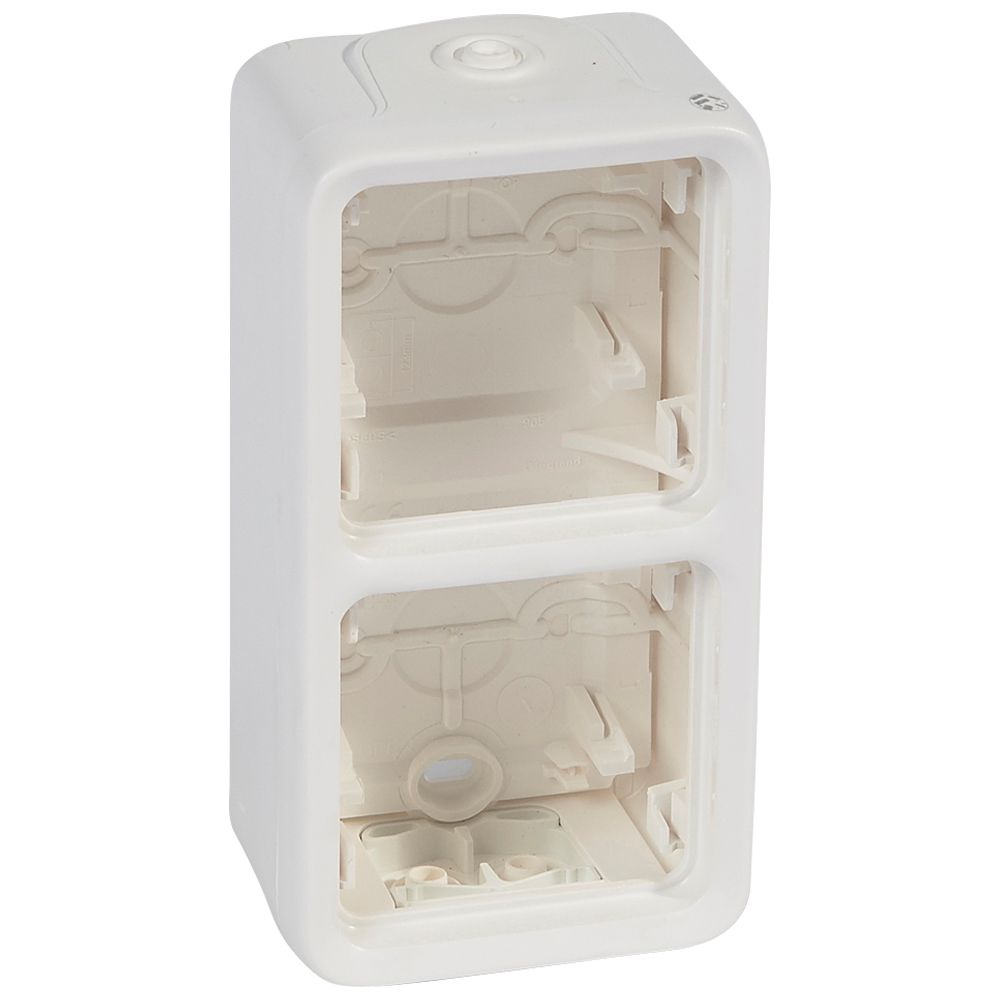 Plexo Коробка для накладного монтажа 2-постова, Вертикальна (в комплекті з сальниками) ІР55, ІК07, Антибактеріальна, Колір: Білий