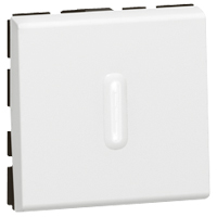 MOSAIC Перемикач кнопковий (без фіксації) 6А, 250В ~ (з індикацією/підсвіткою - не в комплекті) з безгвинтовими зажимами (2 модуля); 1-клавішний (антибактеріальний), колір Білий